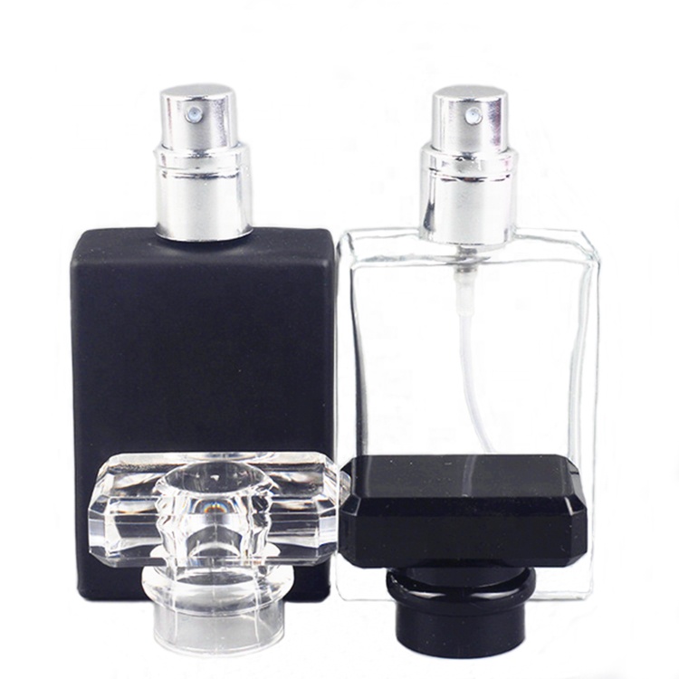 Empty Black/Clear Perfume Bottle 30ml 50ml Square Shape Car Perfume Bottle 50ml