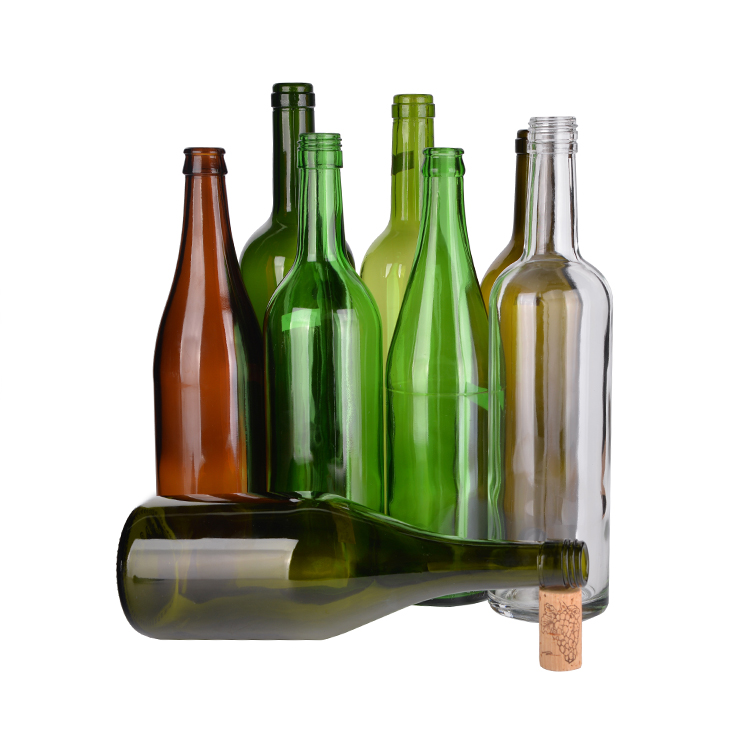 Empty Blue Glass Bottle 750Ml Round White Wine In Blue Bottle Manufacturer