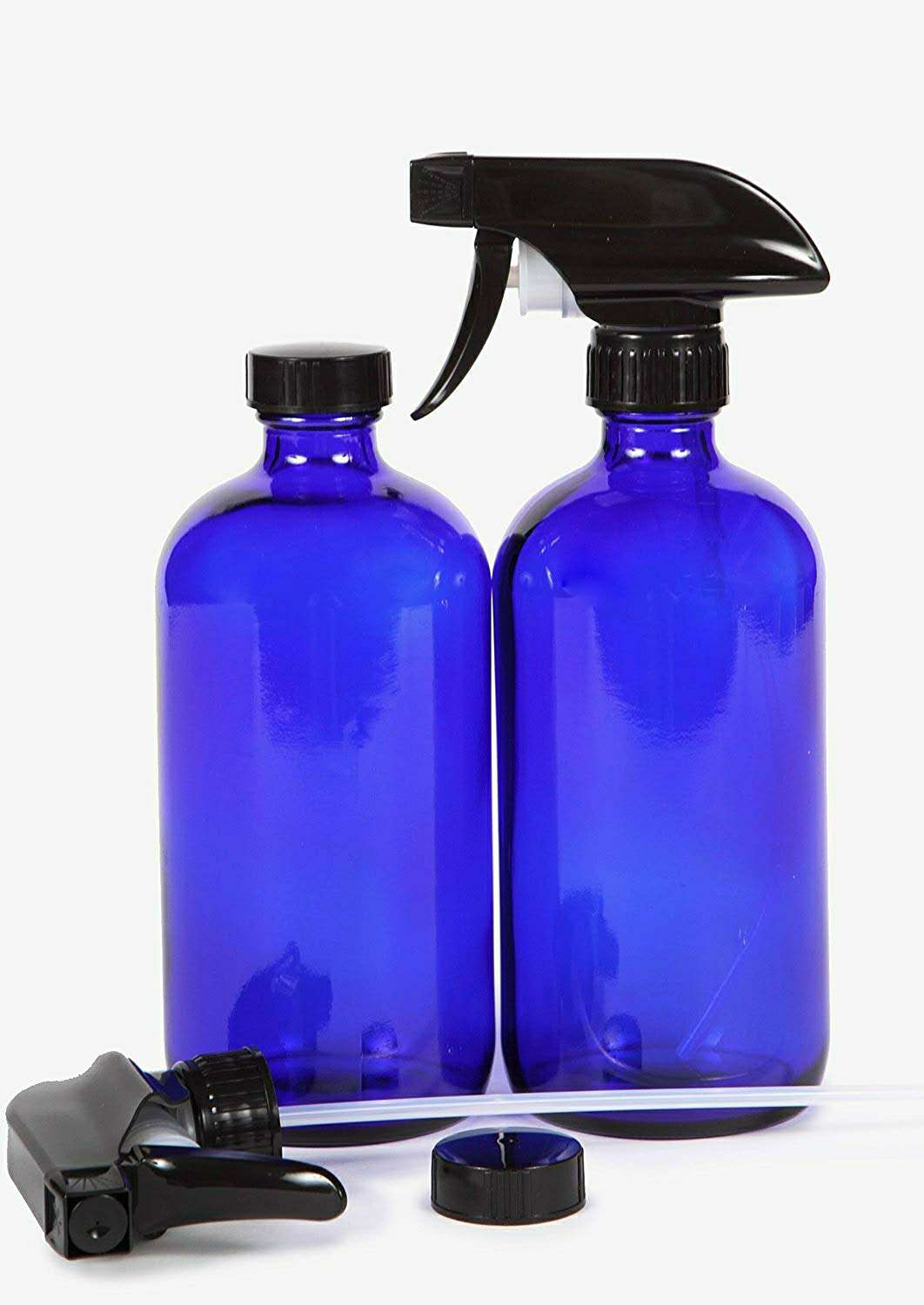 Empty Blue Glass Spray Bottle Large 16 oz Mist Sprayer Bottle for cleaning Products