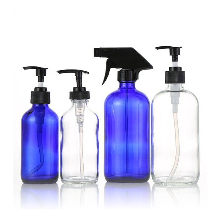 Empty Blue Glass Spray Bottle Large 16 oz Mist Sprayer Bottle for cleaning Products