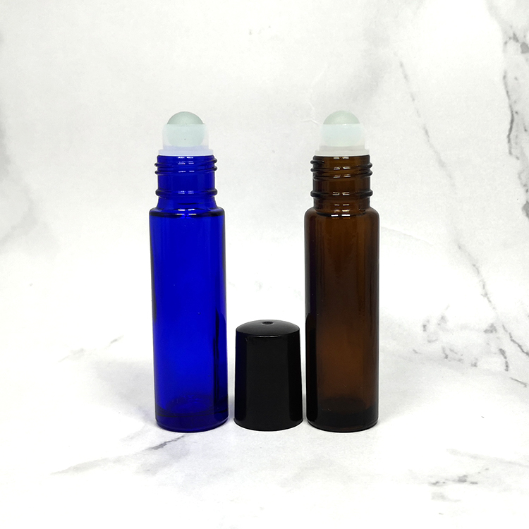 Empty Body Massage essential oil container amber blue clear cosmetic pefume small 10ml roll on glass bottle