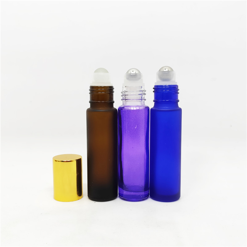Empty Body Massage essential oil container amber blue clear cosmetic pefume small 10ml roll on glass bottle