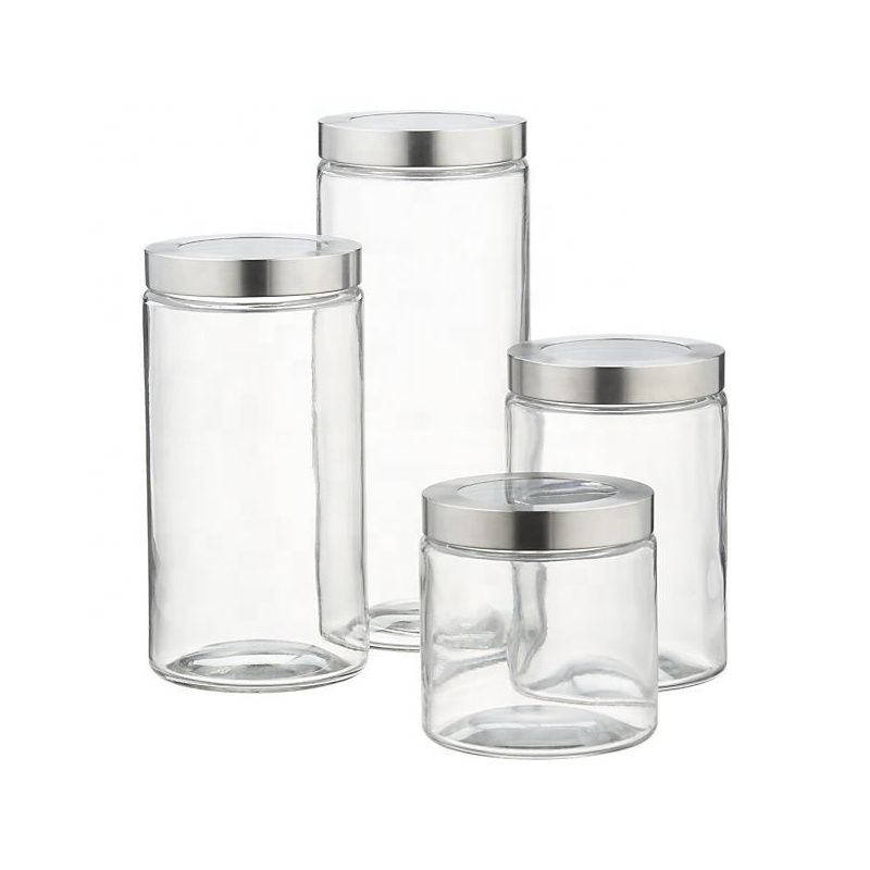 Empty Borosilicate Clear Food Storage Candy Cookie Airtight Luxury Glass Jars With Lid