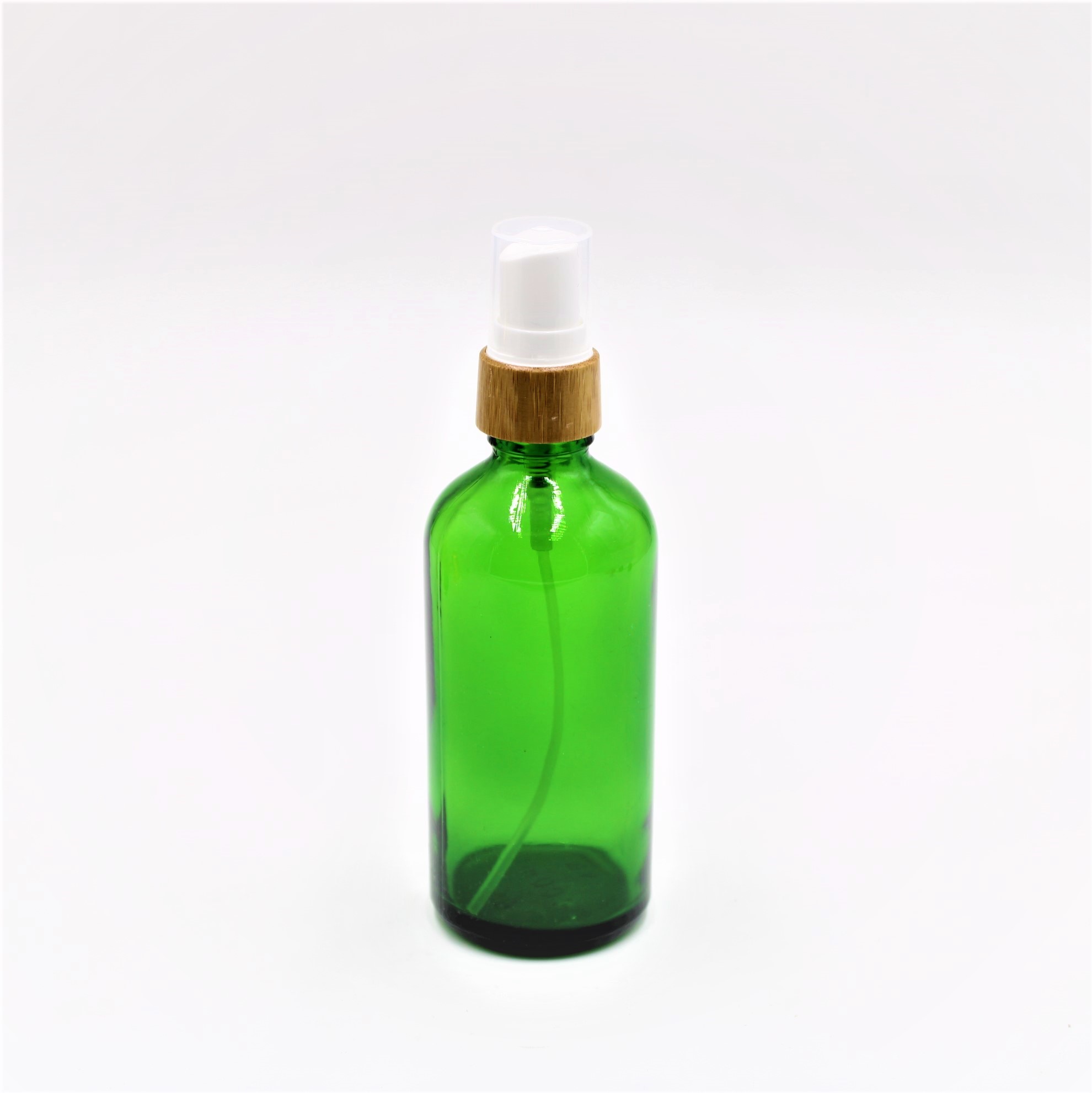 Empty Boston 50 ml 120 ml round spray glass bottle, bamboo cap