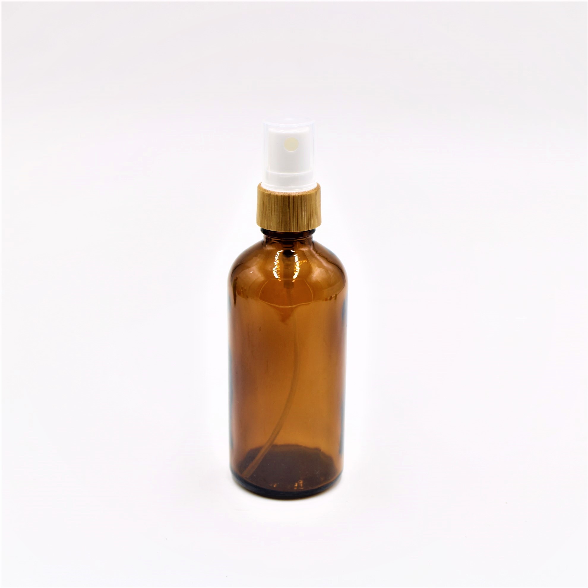 Empty Boston 50 ml 120 ml round spray glass bottle, bamboo cap