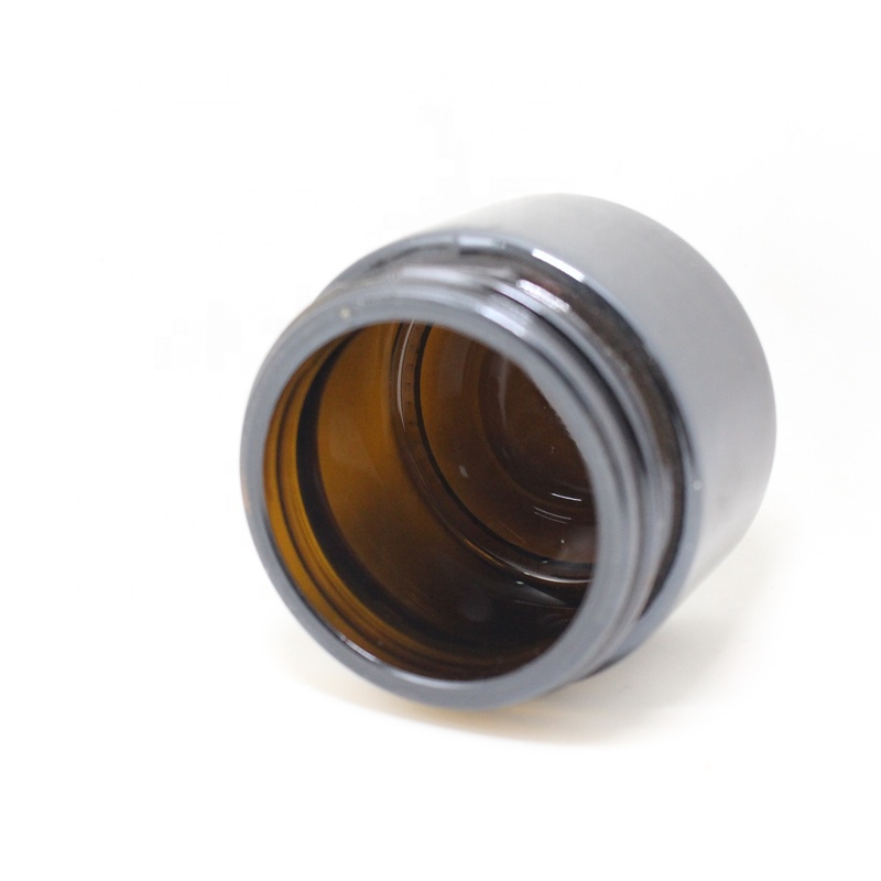 Empty Brown Glass Eye Cream Glass Container Cosmetic Jar Makeup Black Cap Packaging