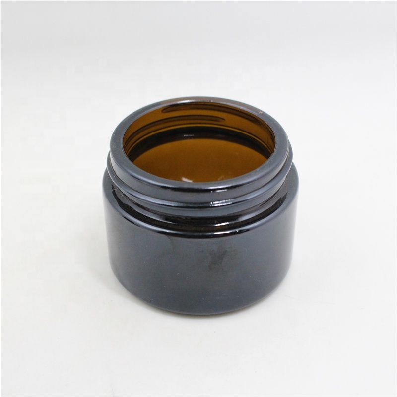 Empty Brown Glass Eye Cream Glass Container Cosmetic Jar Makeup Black Cap Packaging