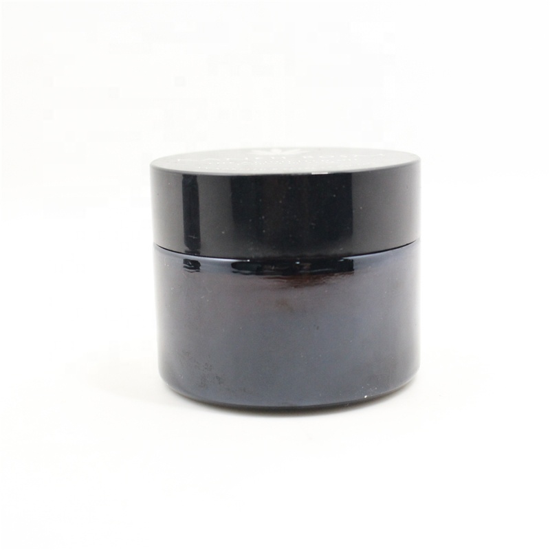Empty Brown Glass Eye Cream Glass Container Cosmetic Jar Makeup Black Cap Packaging