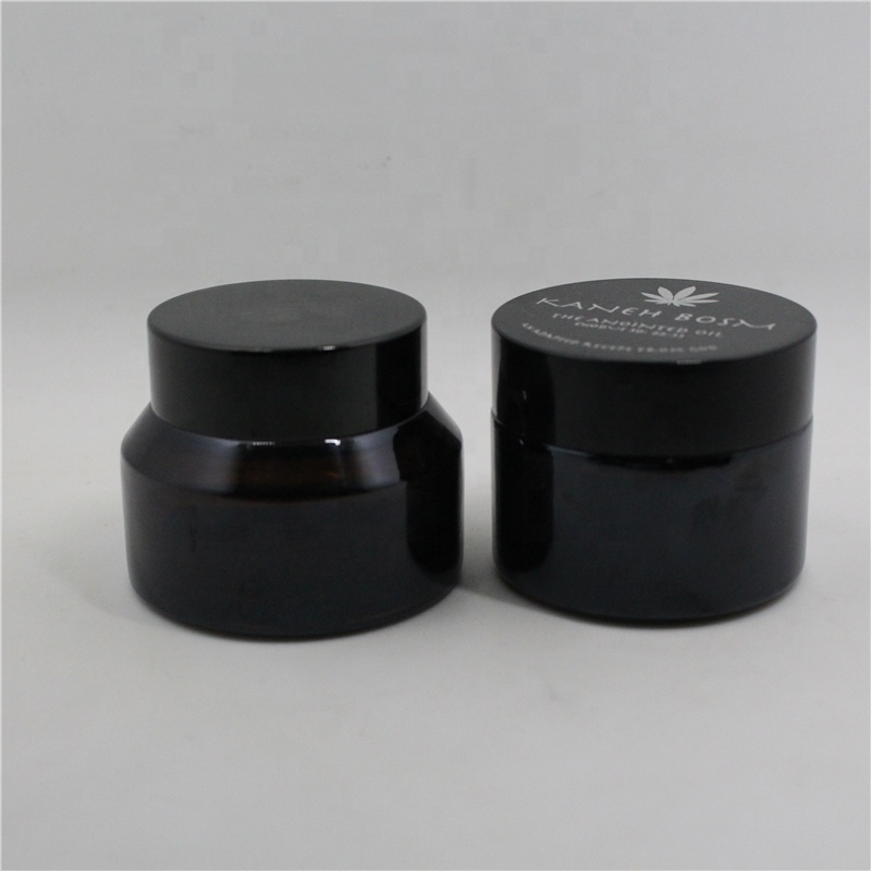 Empty Brown Glass Eye Cream Glass Container Cosmetic Jar Makeup Black Cap Packaging