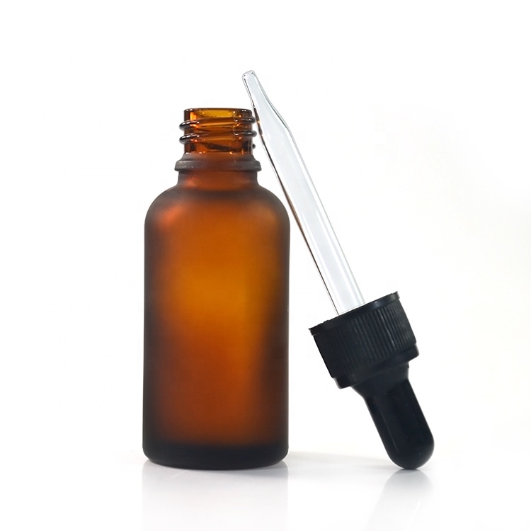 Empty CBD oil 30ml frosted clear amber green blue essential oil glass tincture bottle with bamboo glass eye dropper