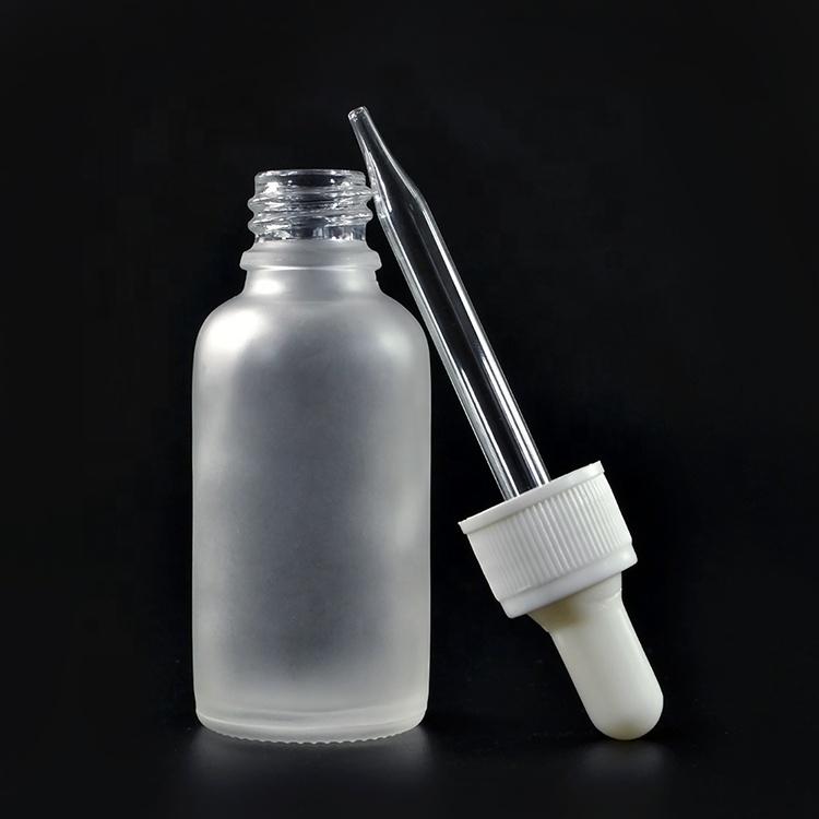 Empty CBD oil 30ml frosted clear amber green blue essential oil glass tincture bottle with bamboo glass eye dropper
