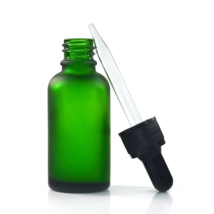 Empty CBD oil 30ml frosted clear amber green blue essential oil glass tincture bottle with bamboo glass eye dropper