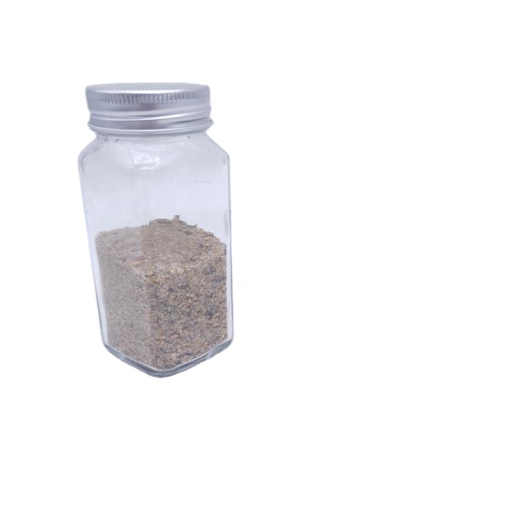 Empty Clear 120ml Square Pepper Glass Bottle 4oz Spice Jar With 8-Hole Shaker And Pour Tab With Screw Metal Lid