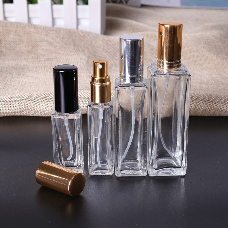 Empty Clear 20ml Refillable Rectangle Glass Parfum Bottle Square Glass Perfume Spray Bottles