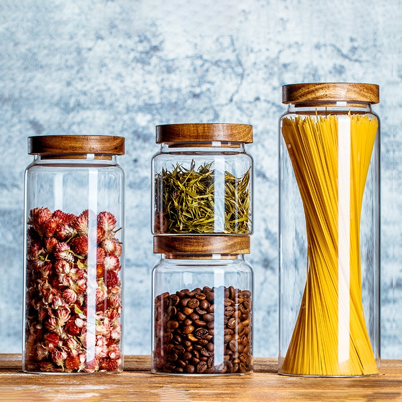 Empty Clear Big Bottles Coffee Food 4 Oz Borosilicate Glass Storage Jar