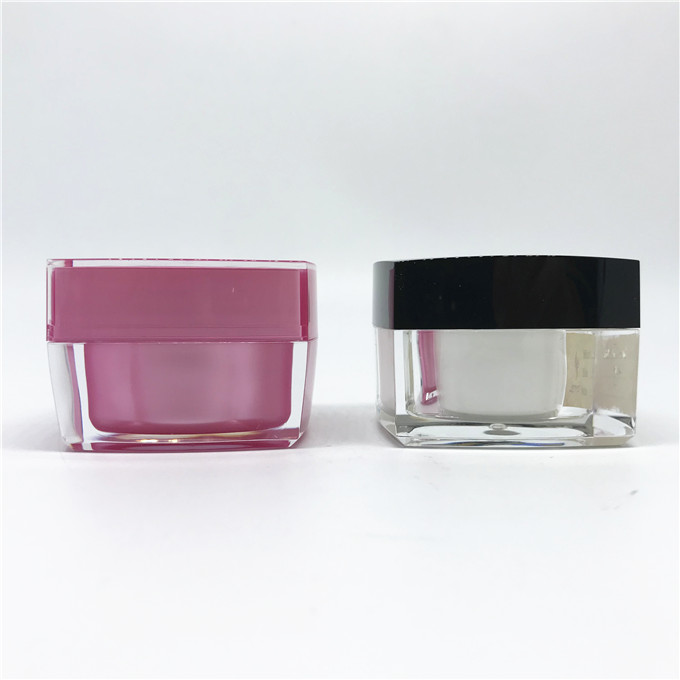 Empty Clear Cosmetic Square Acrylic Jar Luxury 10g Sample Jars with White Lid