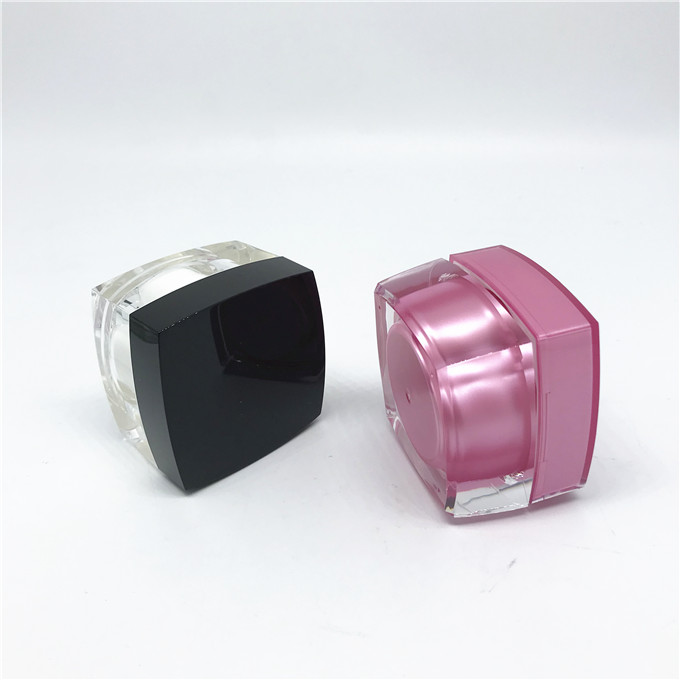 Empty Clear Cosmetic Square Acrylic Jar Luxury 10g Sample Jars with White Lid