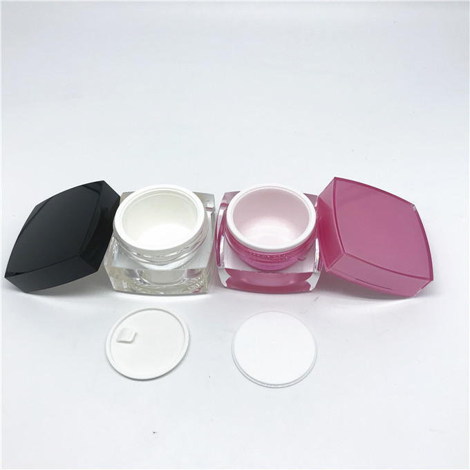 Empty Clear Cosmetic Square Acrylic Jar Luxury 10g Sample Jars with White Lid