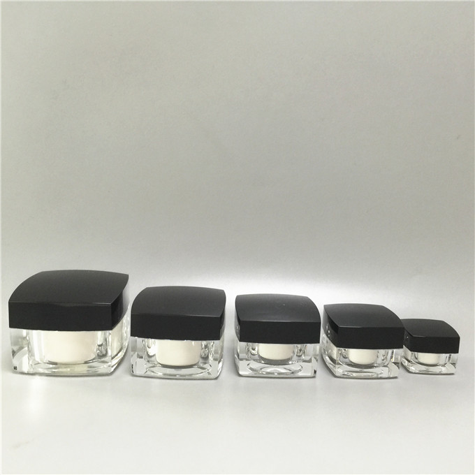Empty Clear Cosmetic Square Acrylic Jar Luxury 10g Sample Jars with White Lid