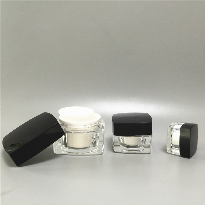 Empty Clear Cosmetic Square Acrylic Jar Luxury 10g Sample Jars with White Lid