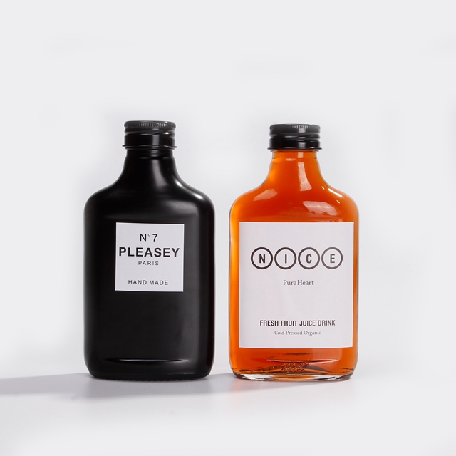 Empty Clear Flat Cold Brew Coffee Glass Bottle for Coffee Beverage Wine with Aluminum Cap 100ml 200ml 250ml 350ml Custom Color