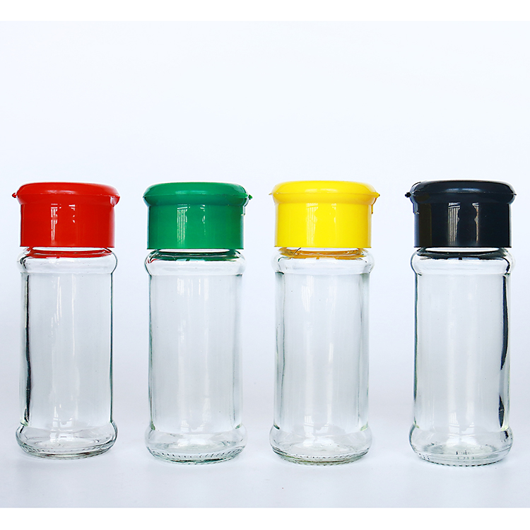 Empty Clear Glass Pepper Seasoning Shaker with Plastic Flap Top Cap