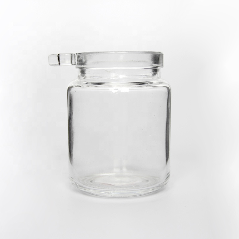 Empty Clear Glass Storage Container Bottle Jars With Cork Stopper and Wooden Spoon For Storing Food Bath Salt