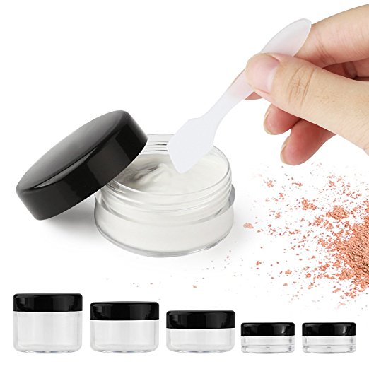 Empty Clear Plastic Sample Containers,3g 5g 10g 20g 30g Clear PS Cream Jars with Mini Cosmetic Spatulas For Gift