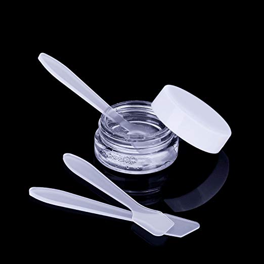 Empty Clear Plastic Sample Containers,3g 5g 10g 20g 30g Clear PS Cream Jars with Mini Cosmetic Spatulas For Gift