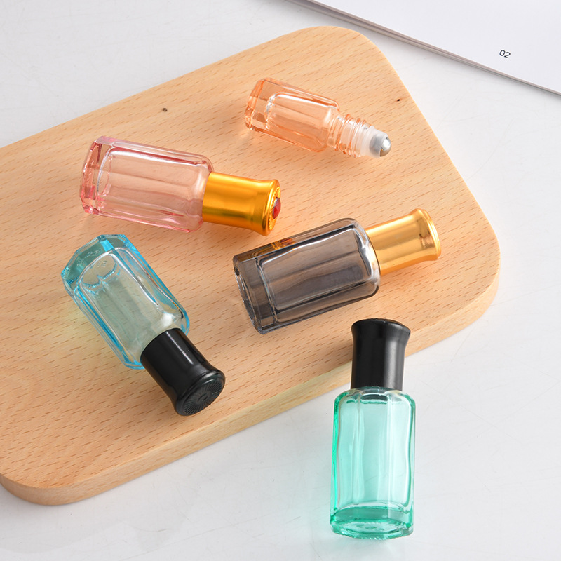Empty Color 3ml Octangle Glass Attar Bottle Roller Glass Bottles for Essential Oil