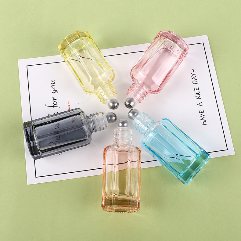 Empty Color 3ml Octangle Glass Attar Bottle Roller Glass Bottles for Essential Oil