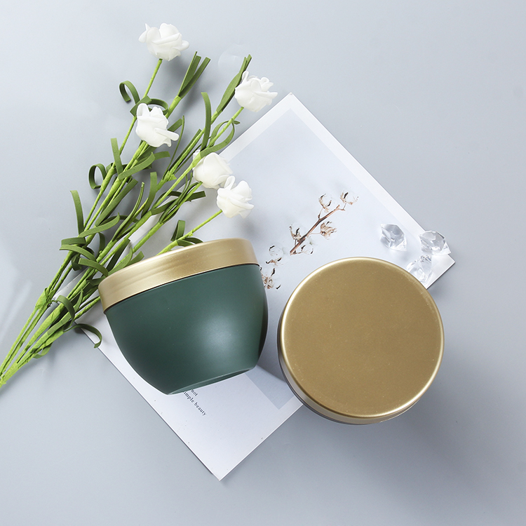 Empty Colorful Luxury jars cosmetic containers and packaging with golden cap