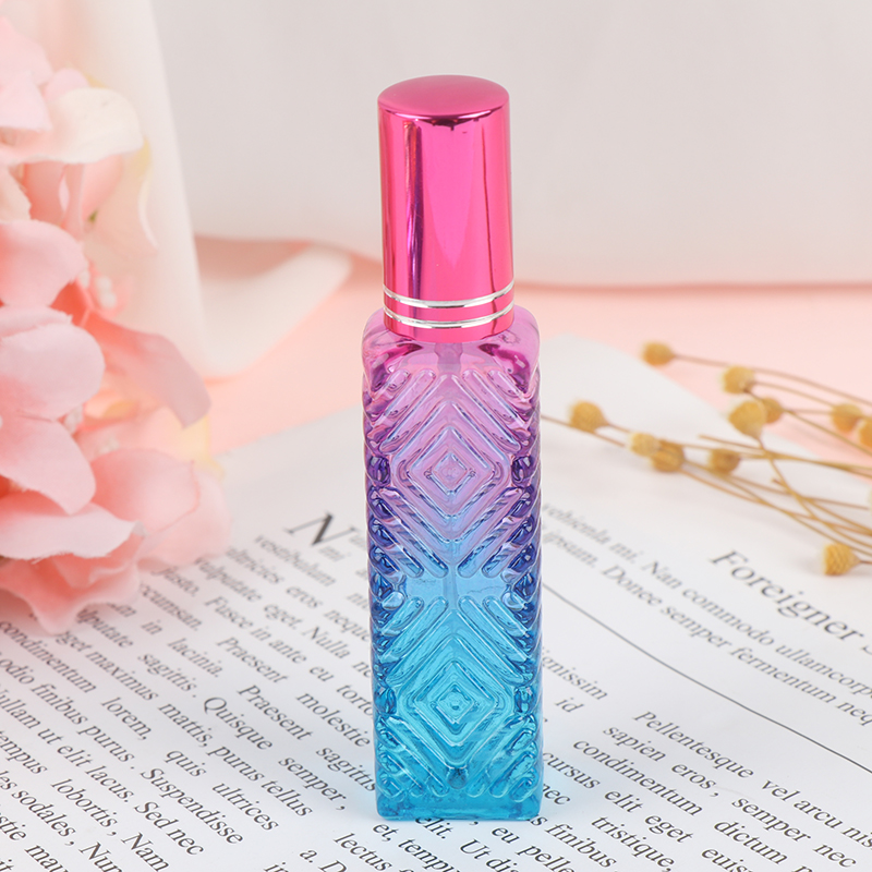Empty Colorful Mini Square Glass Perfume Bottle Refillable Glass Spray Vials Cosmetic Packaging Spray Bottle
