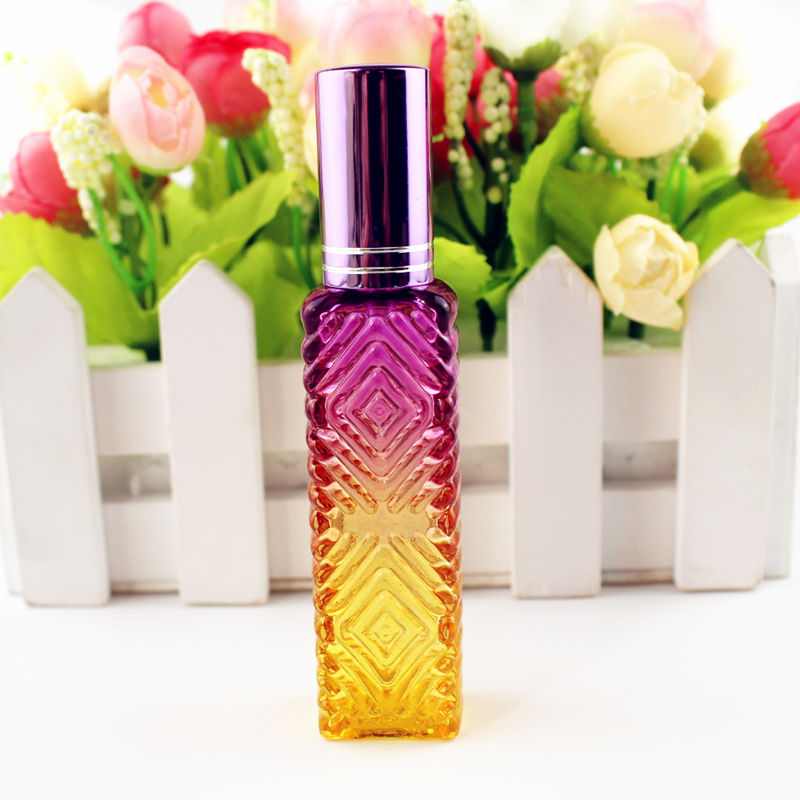 Empty Colorful Mini Square Glass Perfume Bottle Refillable Glass Spray Vials Cosmetic Packaging Spray Bottle