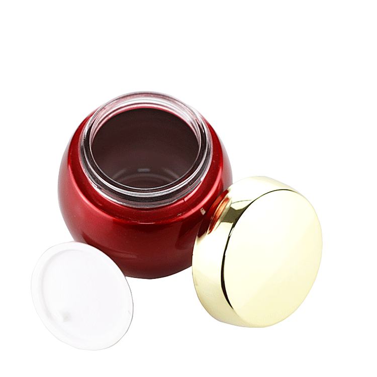 Empty Container Big Belly Round Cream Packaging Cosmetics 100g 120g Red Printing Glass Jar with Gold Cap