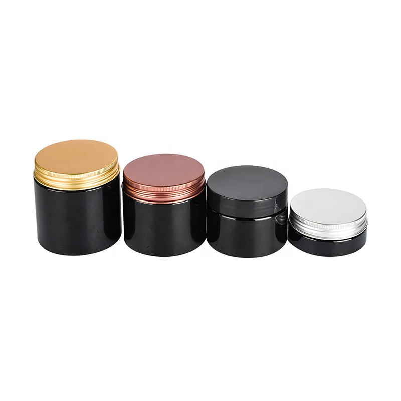 Empty Cosmetic Container Facial 30g 50g 100g 150g 250g soild black PET Plastic lotion cream jar