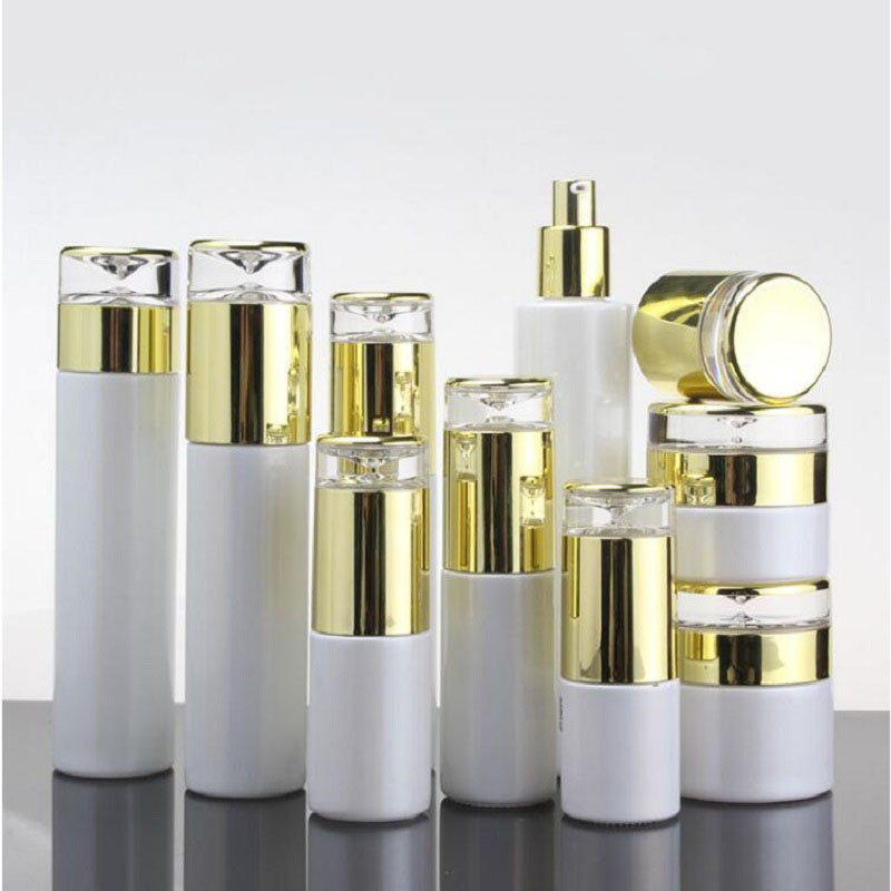 Empty Cosmetic Container Pearl White Lotion Pump Bottle Emulsion Refillable Bottle Glass Cream Jar 30g Spray Bottle 20ml-120ml