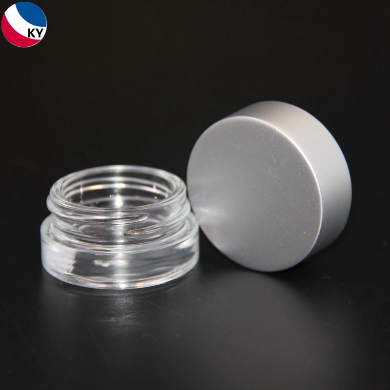 Empty Cosmetic Custom Round Screw Top 2G 5G 5ml 7ml 8ml 10ml 10gram 15G Containers Lid Balm Glass Jar with Metal Clear Lip White