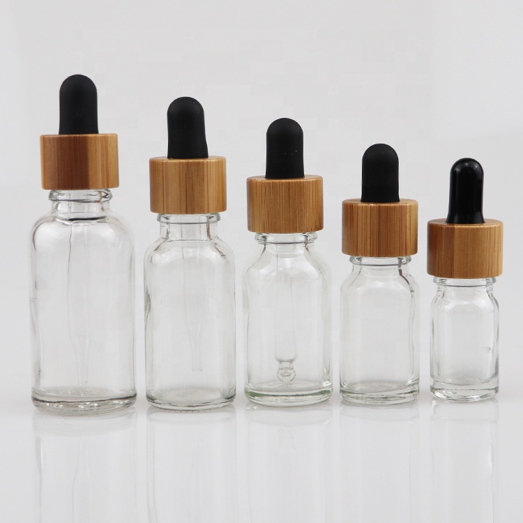Empty Cosmetic Glass Dropper Bottle bamboo amber Essential Oil Bottle 30ml glasses dropper bottles With Dropper tamper cap