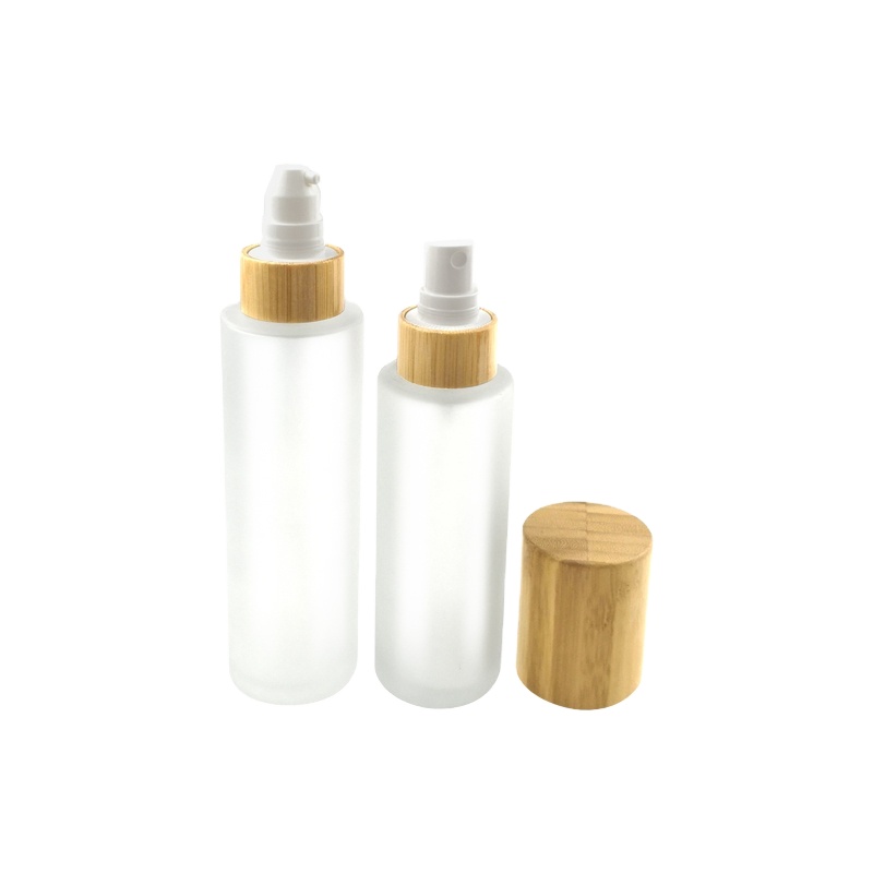 Empty Cosmetic Glass Pump and Spray  Bottles Bamboo Essential Oil Bottle 10ml 20ml 30ml 50ml 100ml Cosmetic Package Bamboo Box