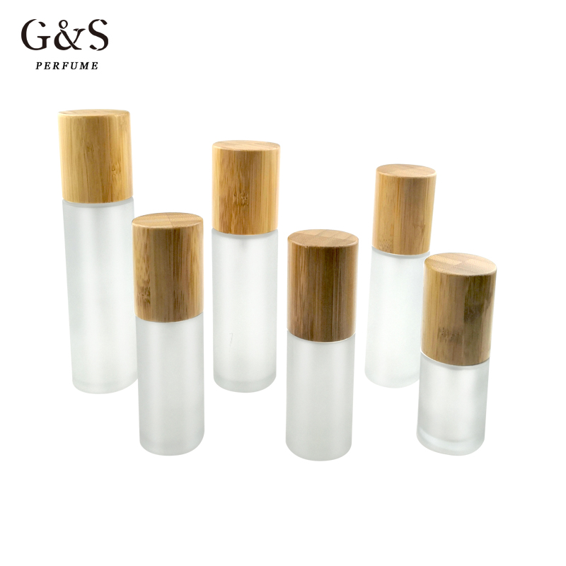 Empty Cosmetic Glass Pump and Spray Bottles Bamboo Essential Oil Bottle 10ml 20ml 30ml 50ml 100ml Cosmetic Package Bamboo Box