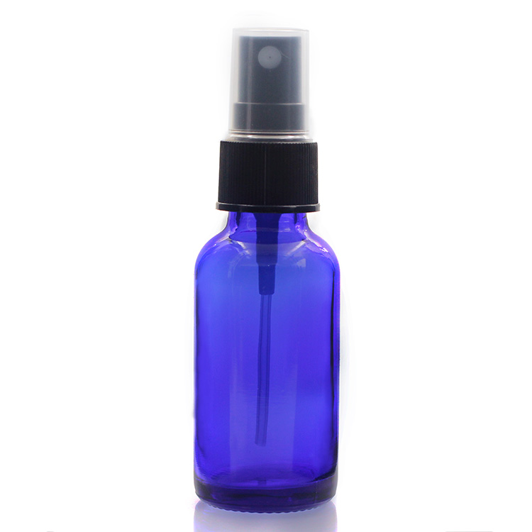 Empty Cosmetic Lotion Bottle 120 Ml Cobalt Blue Glass Round Spray Pump Bottle