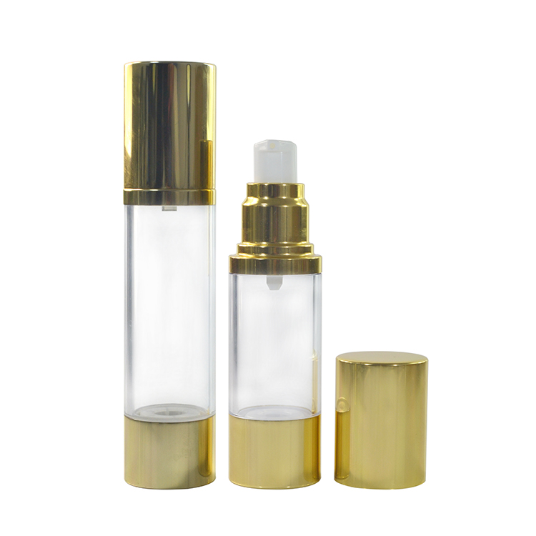 Empty  Cosmetic Makeup tools Container Refillable 15ml 30ml 50ml Gold Airless Pump Lotion Bottle