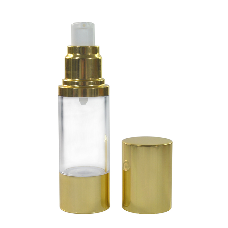 Empty Cosmetic Makeup tools Container Refillable 15ml 30ml 50ml Gold Airless Pump Lotion Bottle