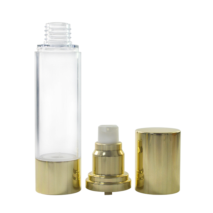 Empty Cosmetic Makeup tools Container Refillable 15ml 30ml 50ml Gold Airless Pump Lotion Bottle