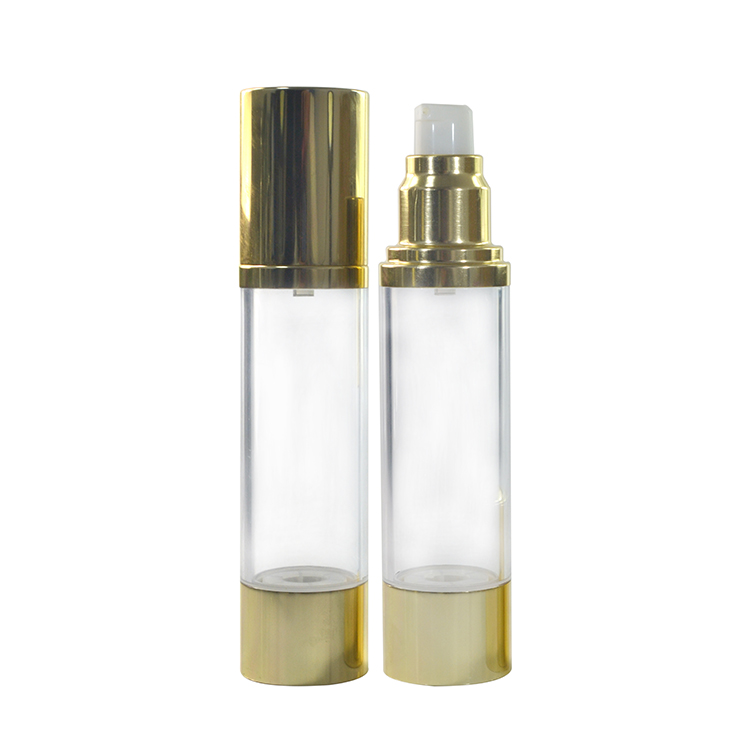 Empty Cosmetic Makeup tools Container Refillable 15ml 30ml 50ml Gold Airless Pump Lotion Bottle