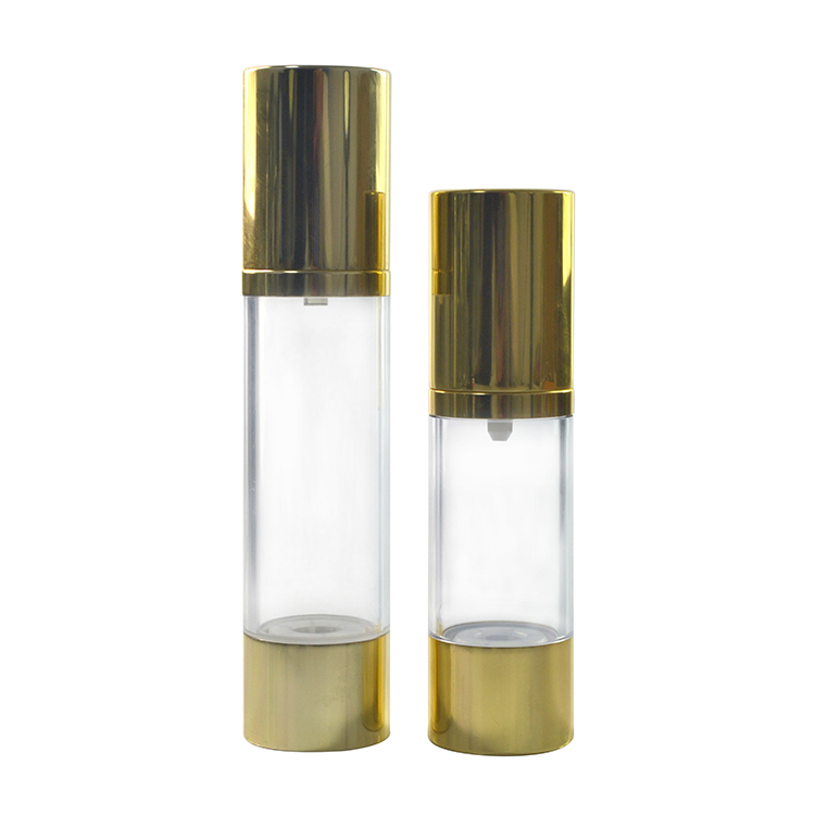 Empty Cosmetic Makeup tools Container Refillable 15ml 30ml 50ml Gold Airless Pump Lotion Bottle