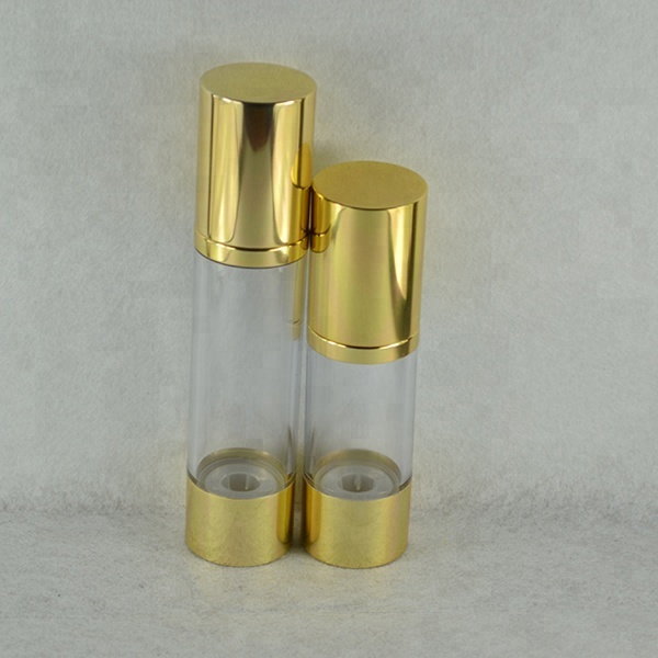 Empty Cosmetic Makeup tools Container Refillable 15ml 30ml 50ml Gold Airless Pump Lotion Bottle
