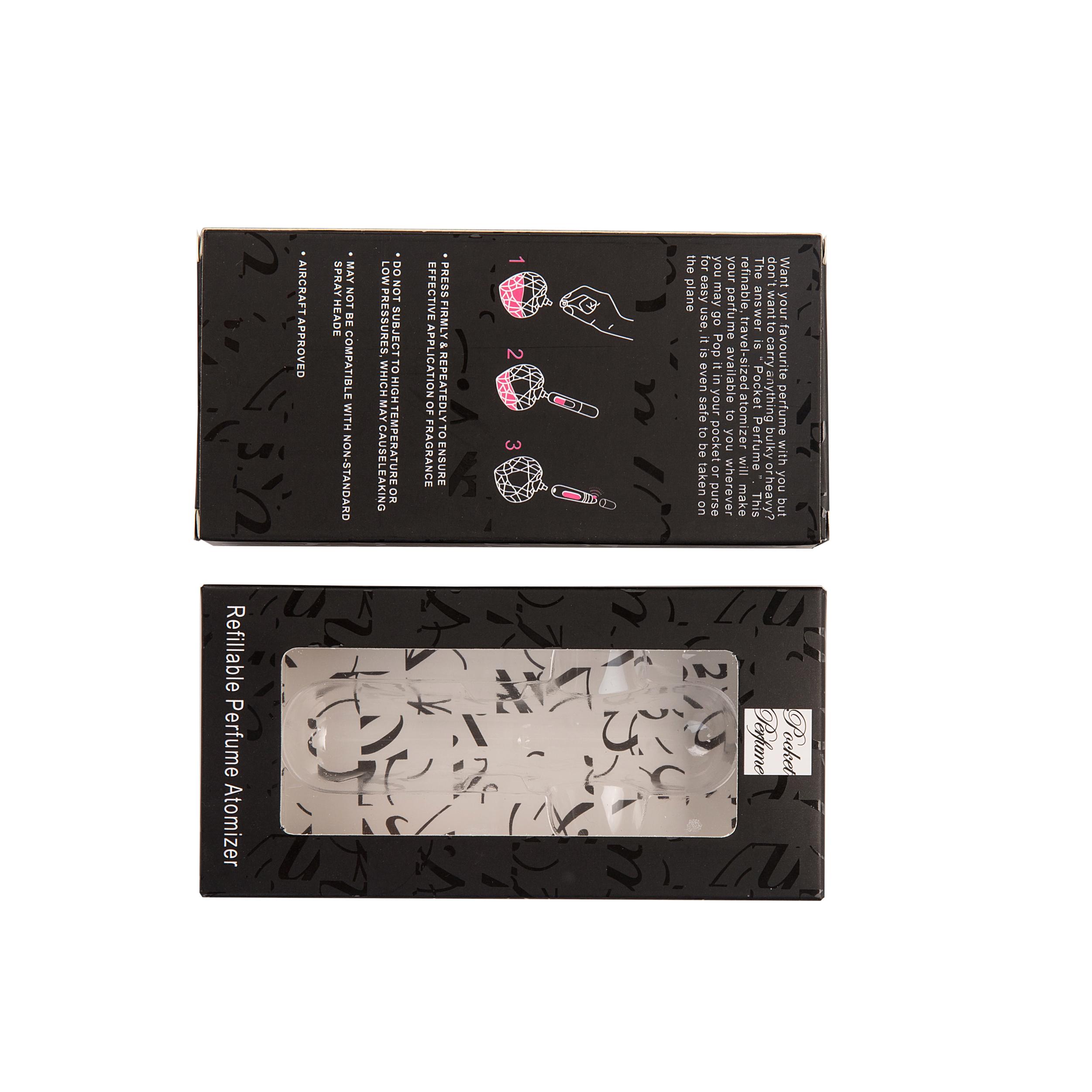 Empty Cosmetic Mini 5ml Bottom Refillable Spray Atomizers Travel-Sized Aluminum Perfume Bottles with Black Paper Box Package
