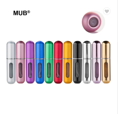Empty Cosmetic Mini 5ml Bottom Refillable Spray Atomizers Travel-Sized Aluminum Perfume Bottles with Black Paper Box Package